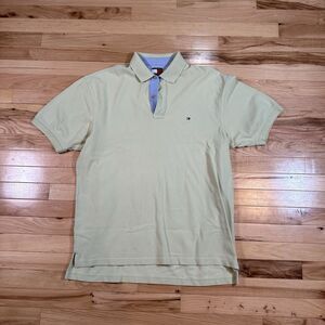 Tommy Hilfiger Men's Classic Fit Light Green All Cotton Mesh Polo Shirt Large